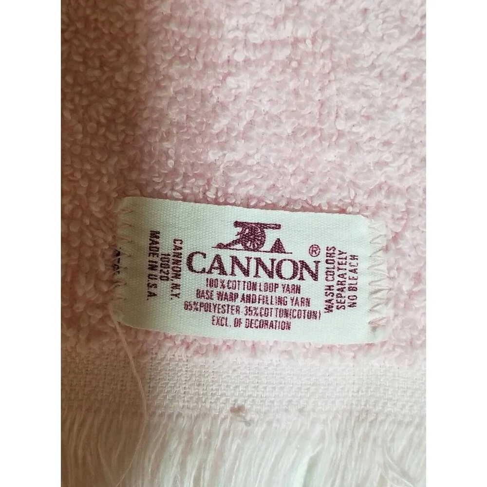 Vintage Cannon Hand Towel Pink With Pink Embroidered Butterfly